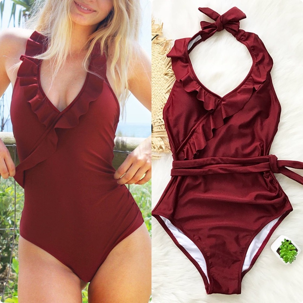 Cupshe | Halter Ruffle One Piece